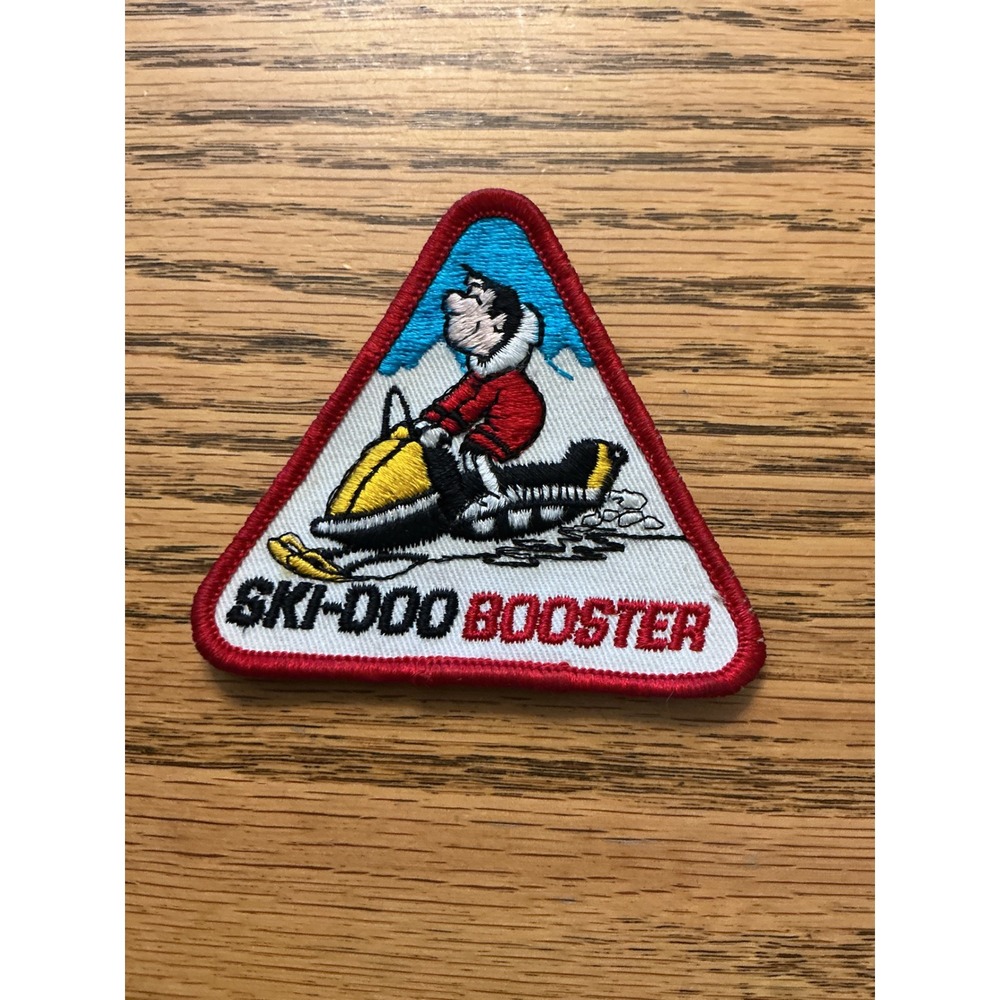 Vintage Ski-Doo Booster Snowmobile Patch Embroidered Cartoon Red White Blue 3in
